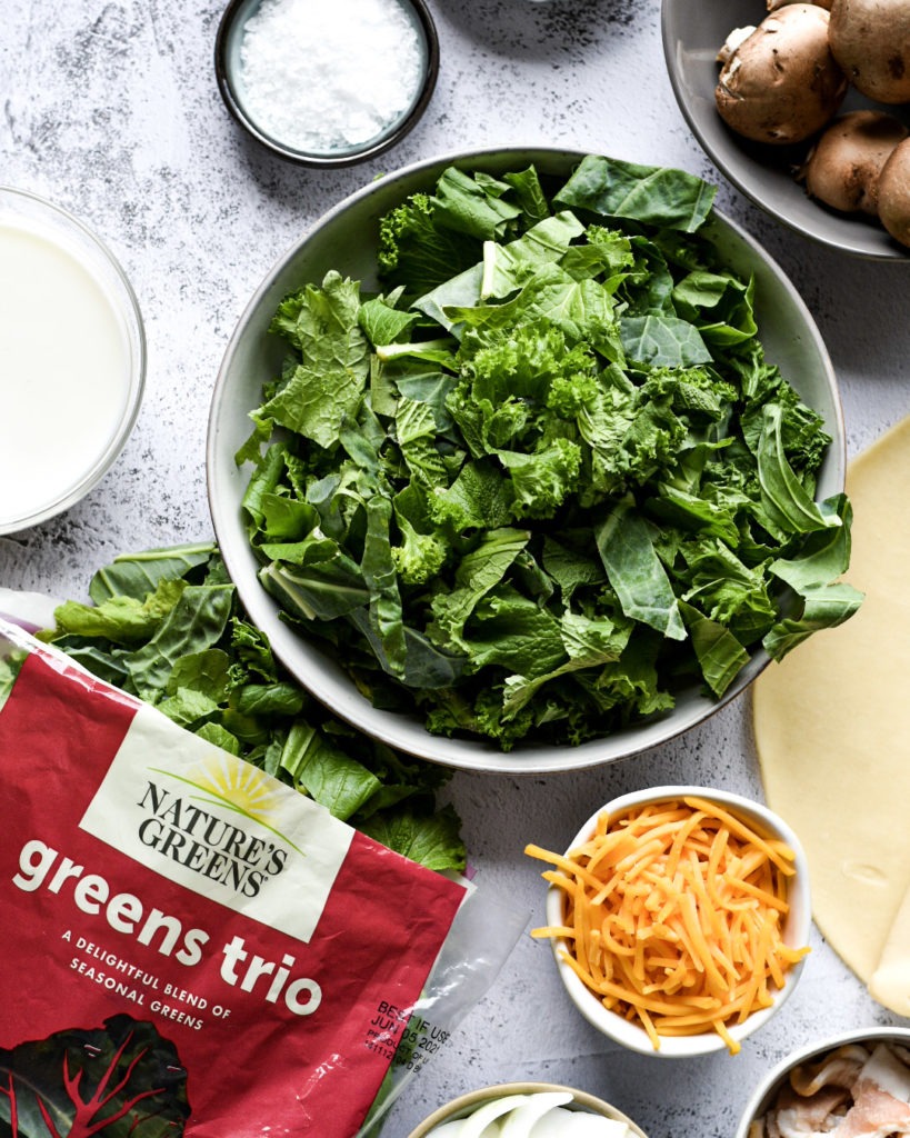 Trio of Greens and Bacon Quiche