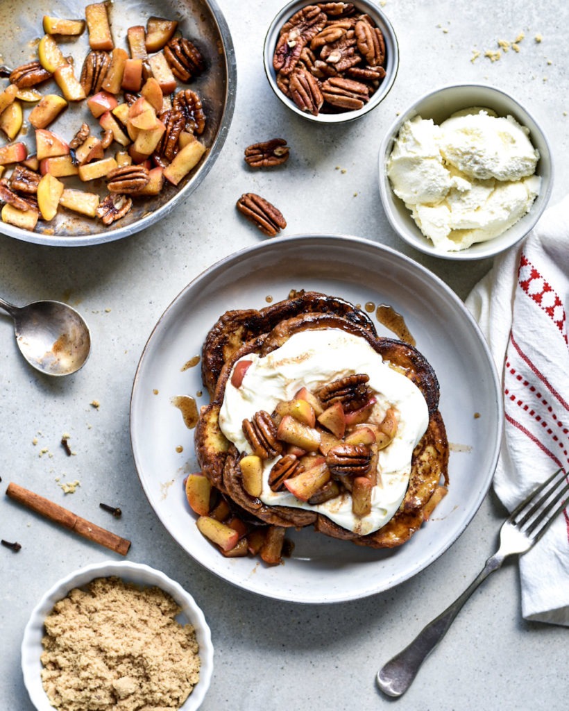 French Toast with Caramelized Apples and Pecans