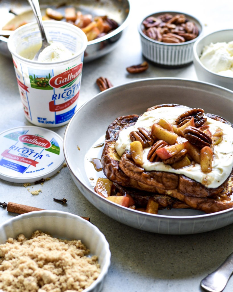 French Toast with Caramelized Apples and Pecans