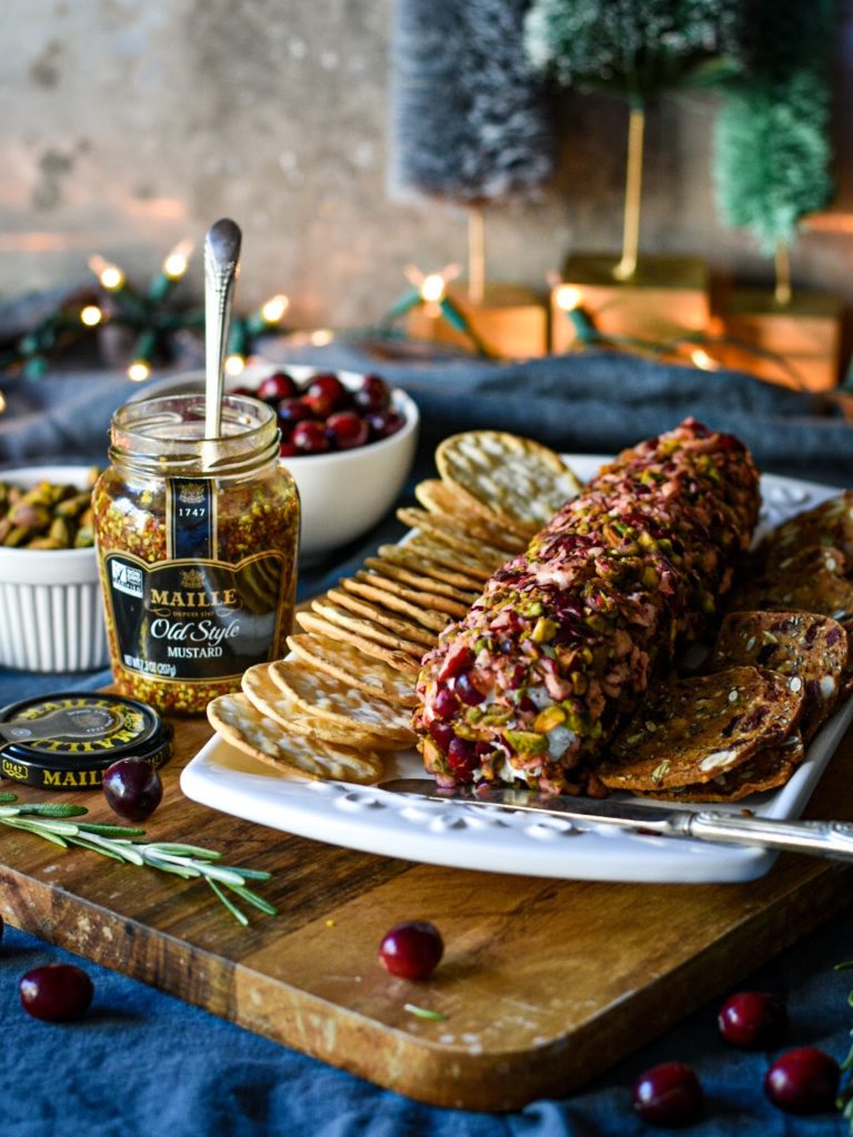 Cranberry-Pistachio Crusted Cheese Log
