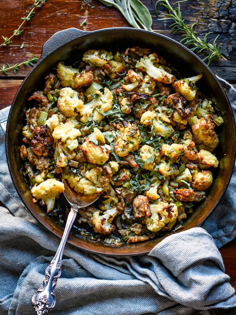 Roasted Cauliflower Sausage Stuffing