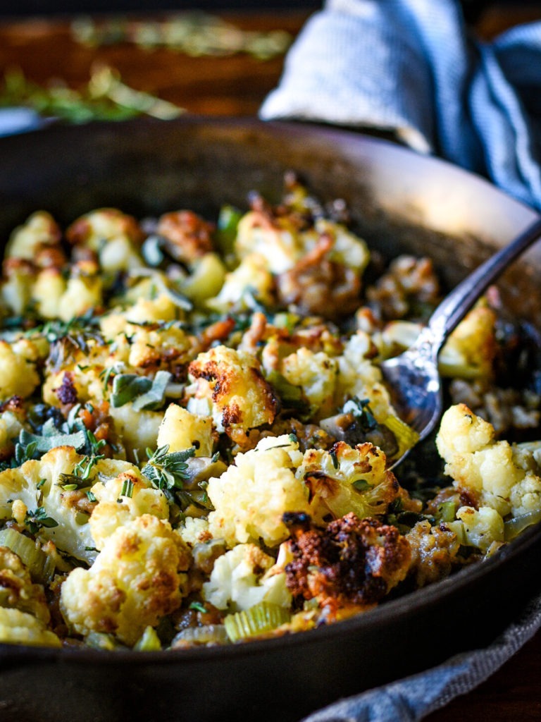 Roasted Cauliflower Sausage Stuffing