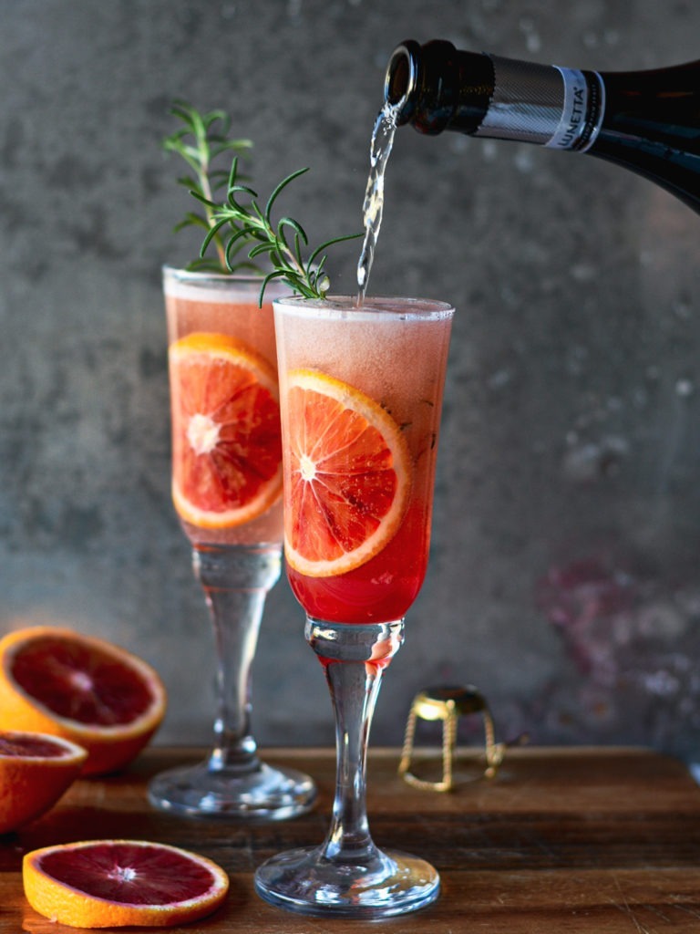 Dazzling Blood Orange Mimosas