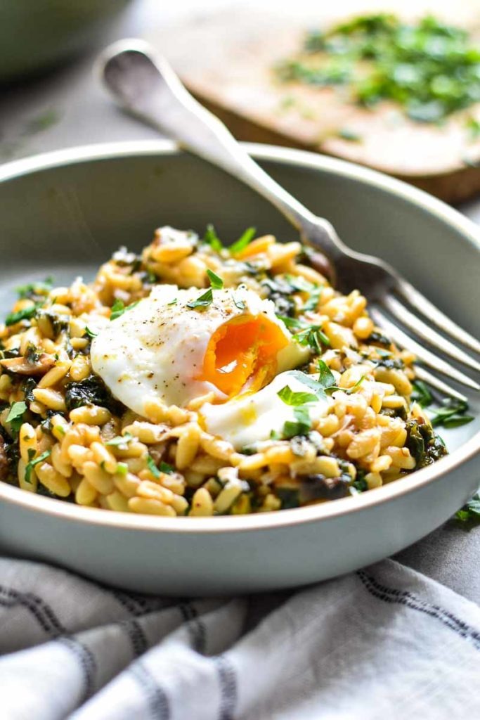 Cheesy Kale Mushroom Orzo