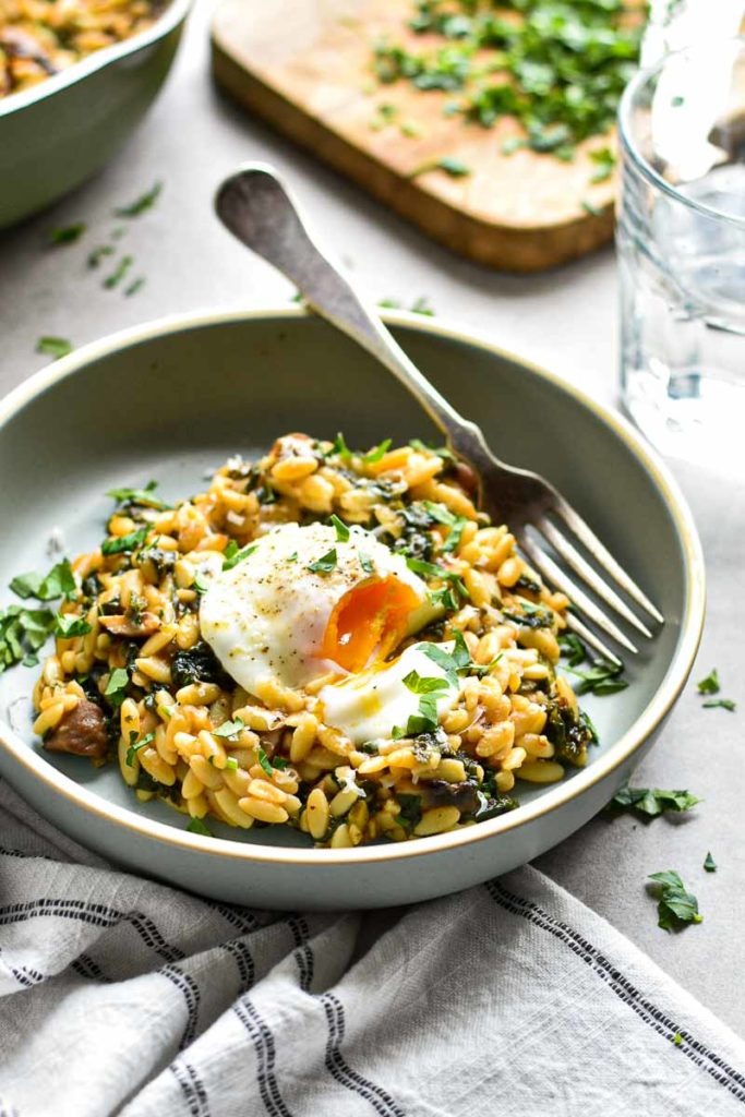 Cheesy Kale Mushroom Orzo