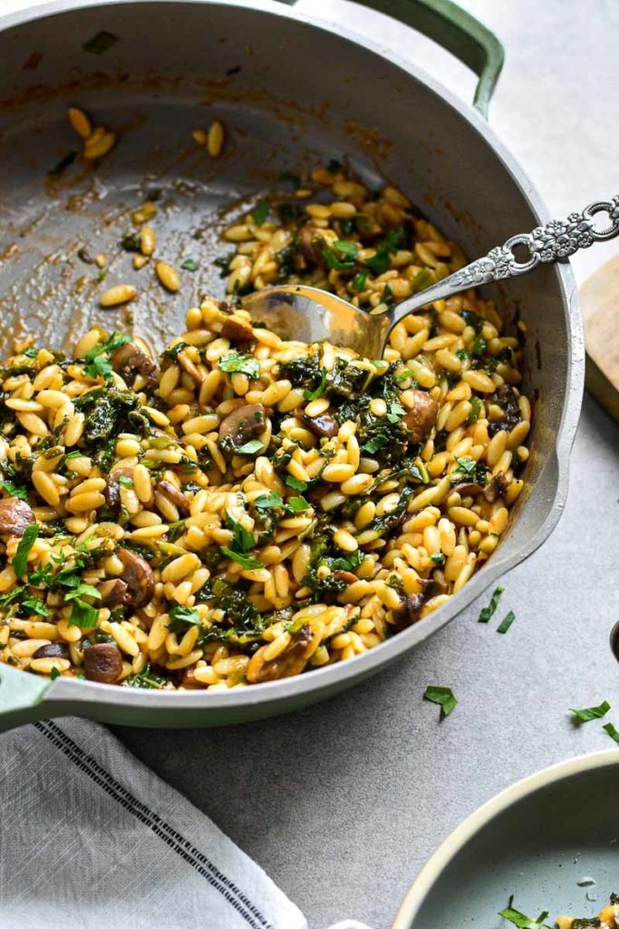 Cheesy Kale Mushroom Orzo