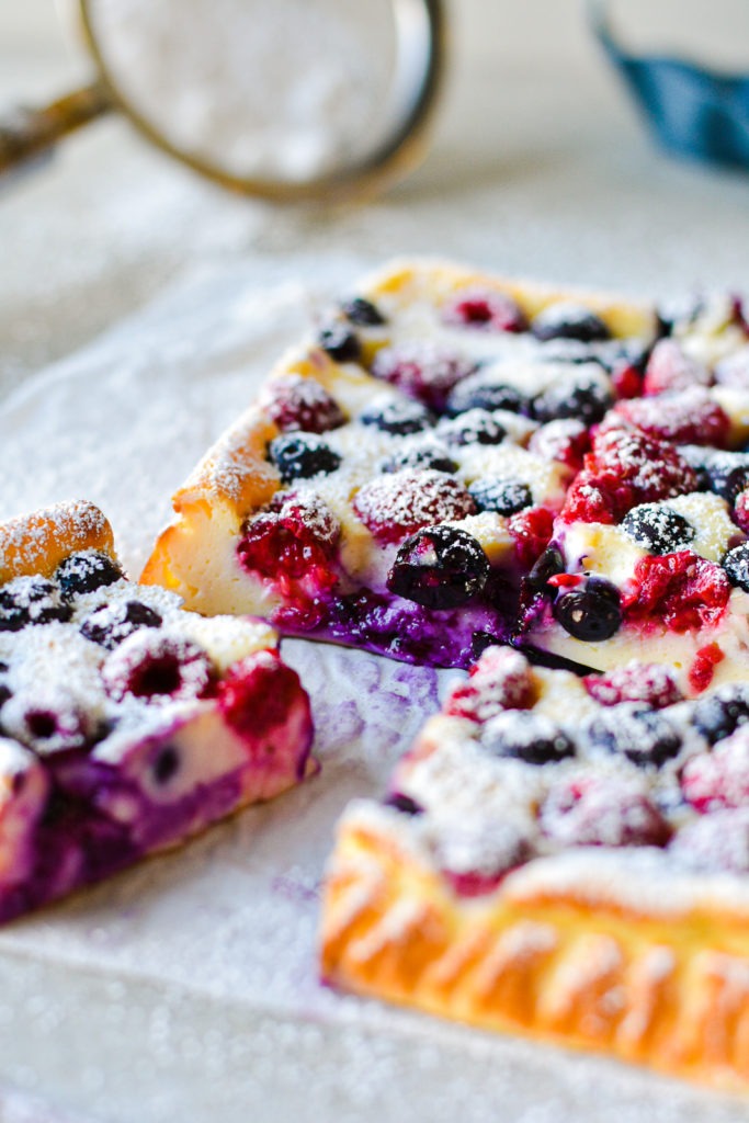 Easy Crustless Yogurt Cheesecake Bars with Berries