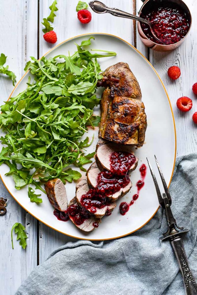 Roasted Pork Tenderloin with Raspberry Jalapeno Sauce
