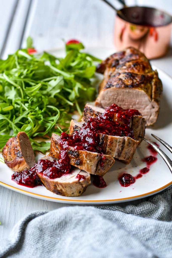 Roasted Pork Tenderloin with Raspberry Jalapeno Sauce
