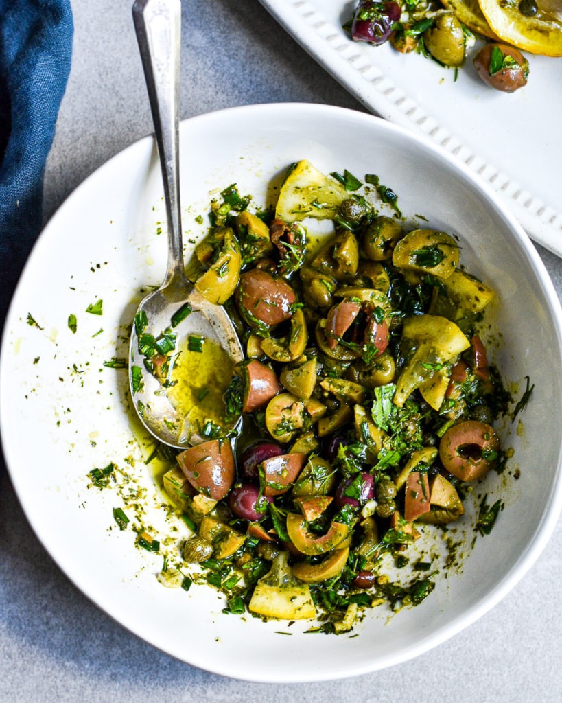 Baked Whole Fish with Olive Relish