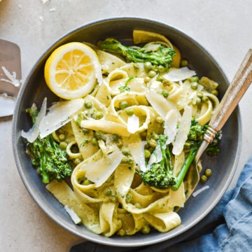 Creamy Pappardelle with Broccolini and Peas