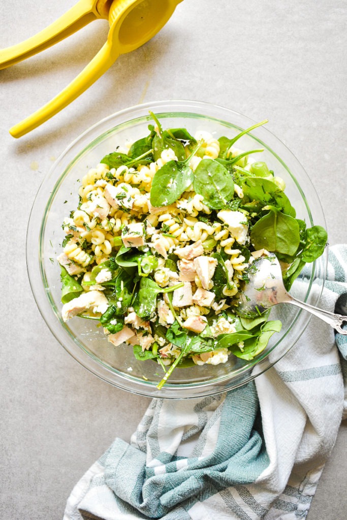 Easy Spanakopita Pasta Salad