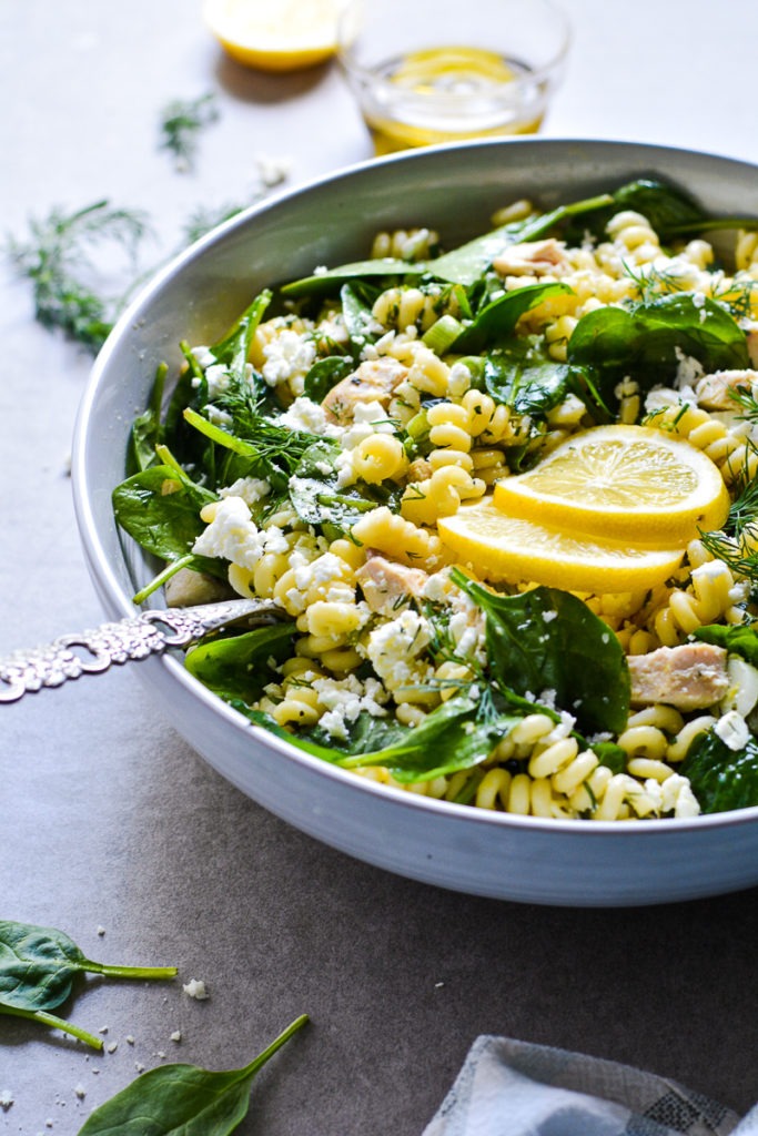 Easy Spanakopita Pasta Salad