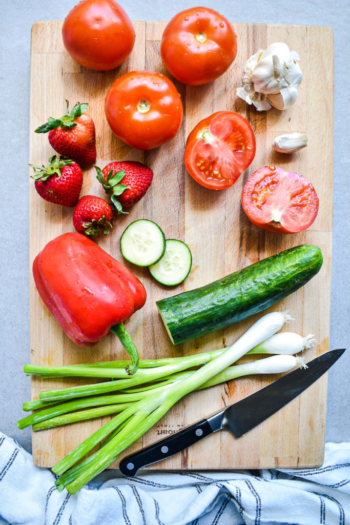 Summer Strawberry Gazpacho Soup