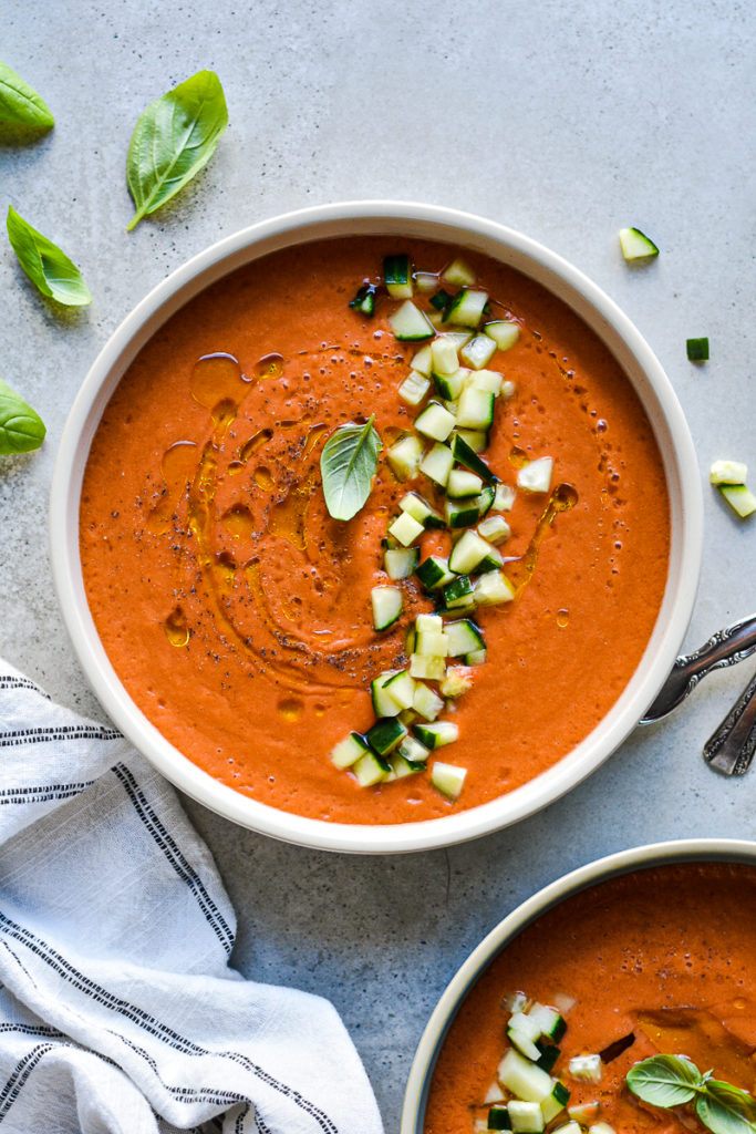 Summer Strawberry Gazpacho Soup