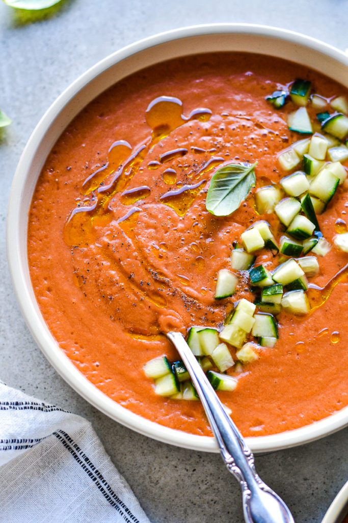 Summer Strawberry Gazpacho Soup