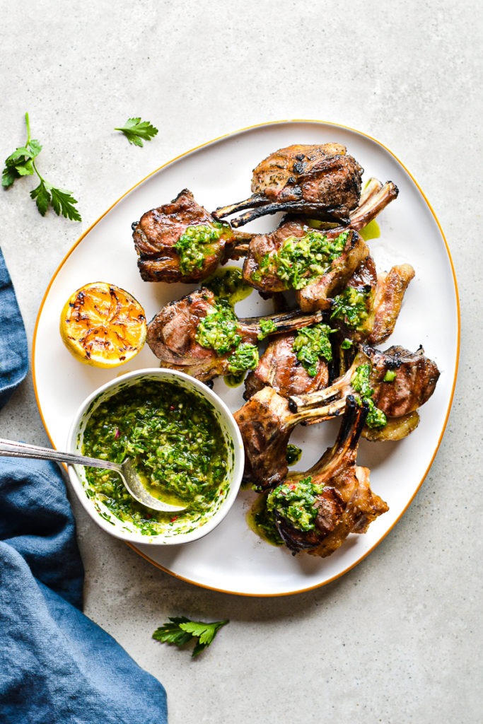Grilled Lamb Chops with Chimichurri Sauce