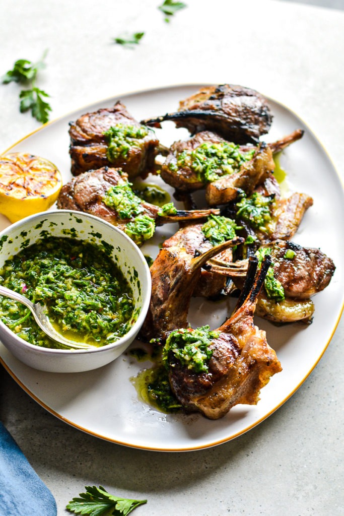 Grilled Lamb Chops with Chimichurri Sauce