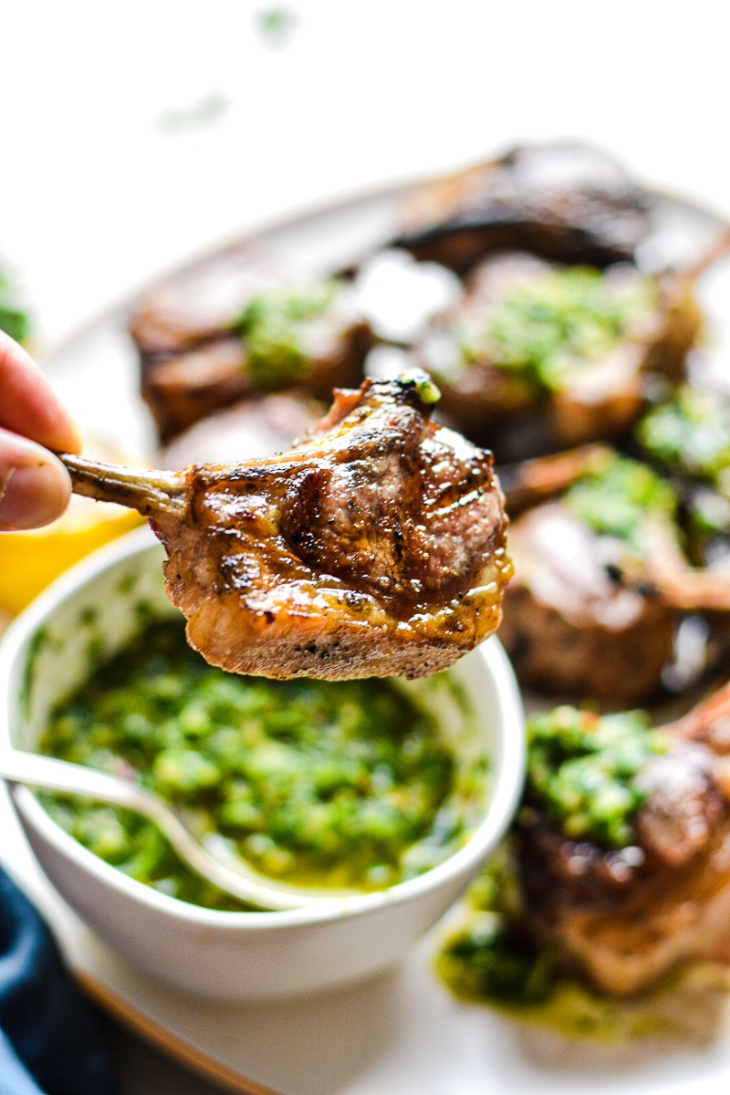 Grilled Lamb Chops with Chimichurri Sauce