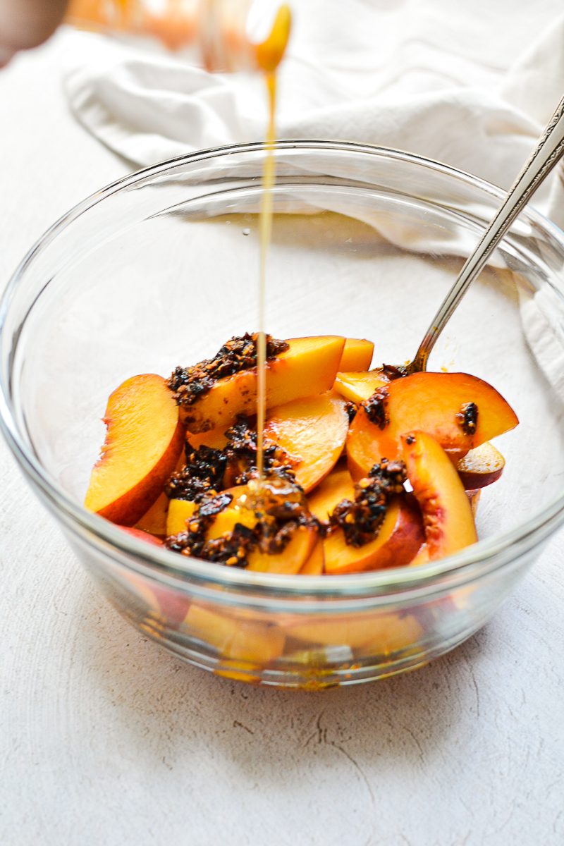 Spicy Peaches and Brie Pizza