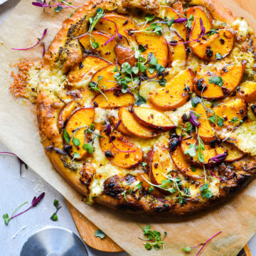 Spicy Peaches and Brie Pizza