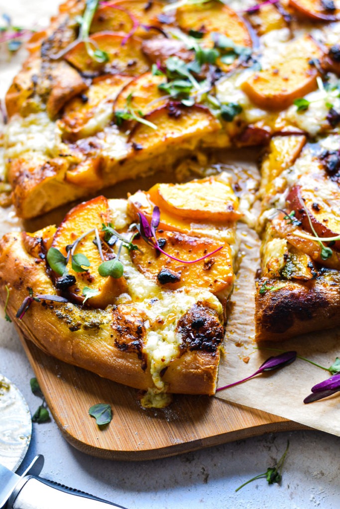 Spicy Peaches and Brie Pizza