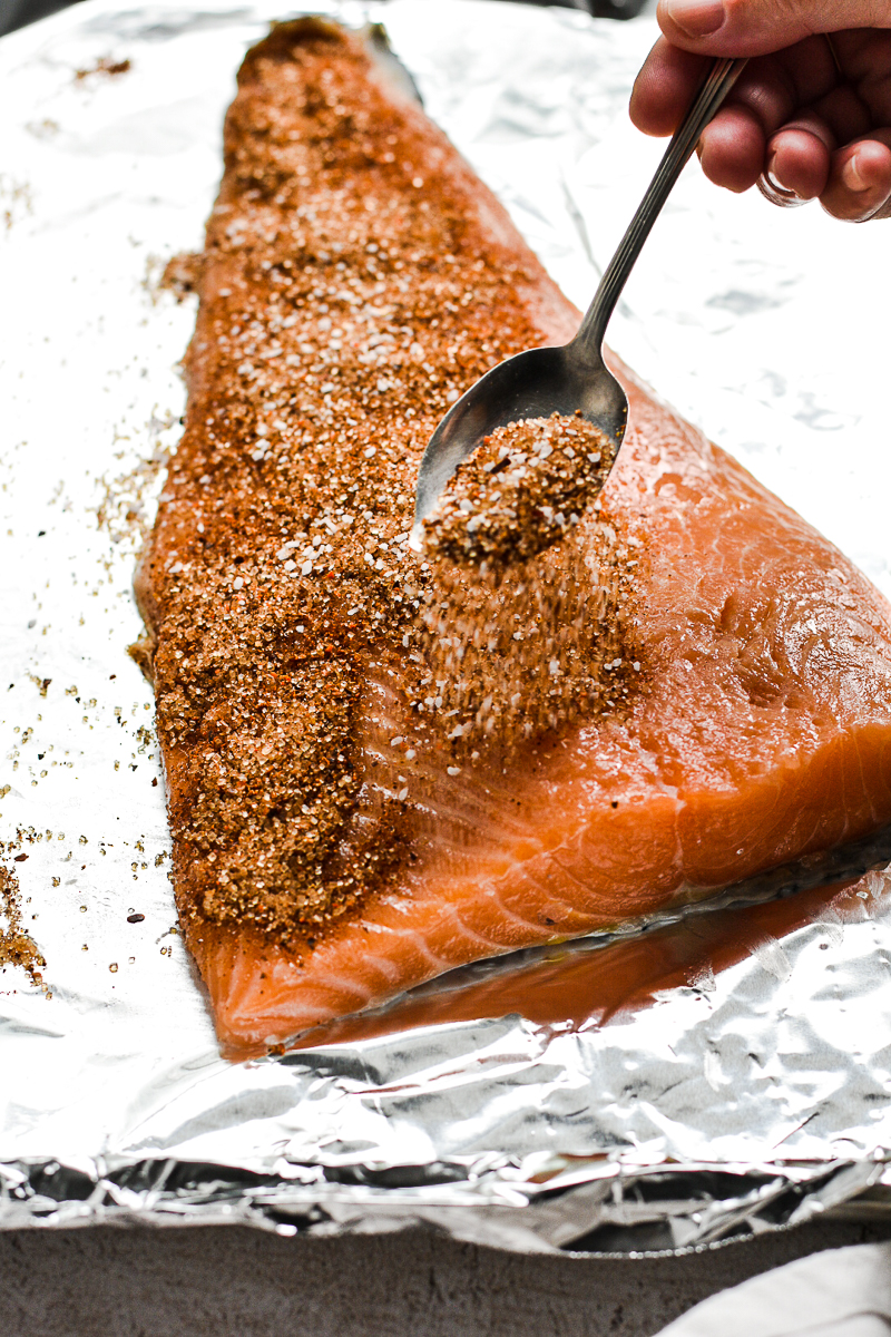 Chili Lime Baked Salmon with Peach Salsa