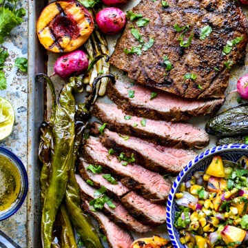 Grilled Flank Steak with Peach Salsa