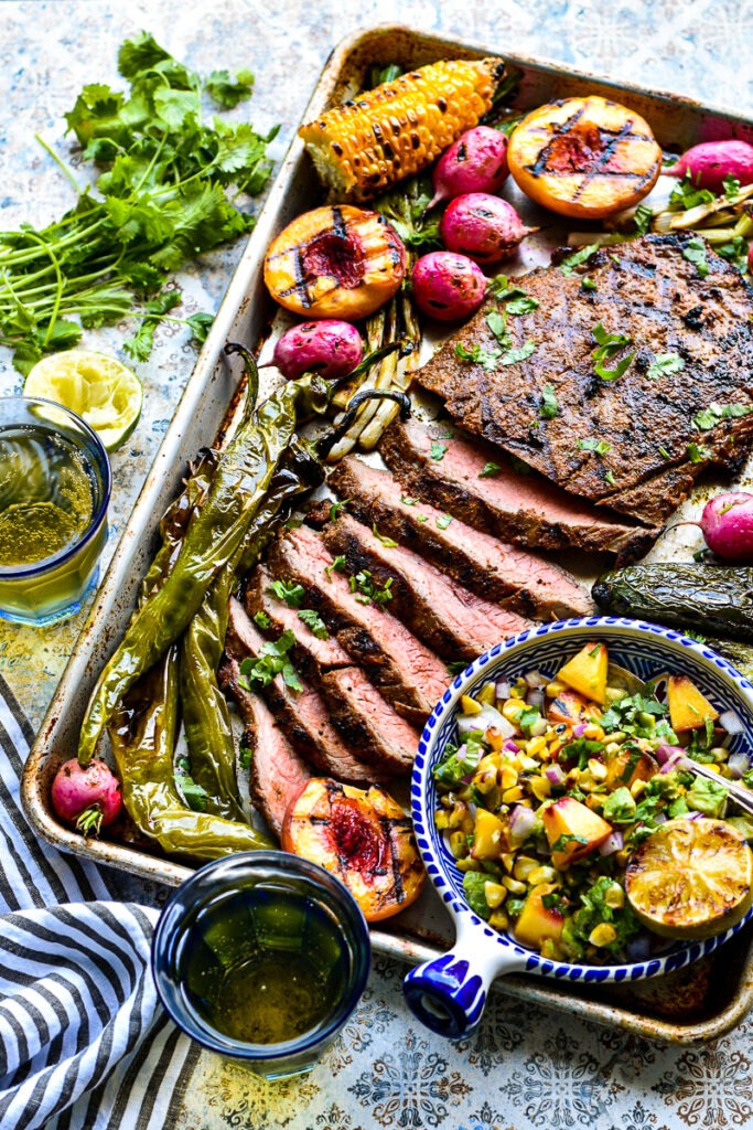 Grilled Flank Steak with Peach Salsa