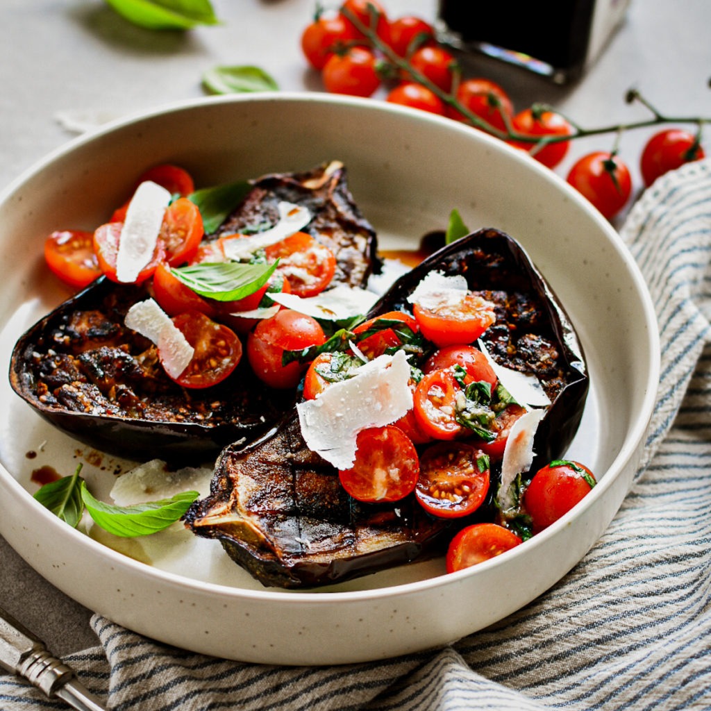 Roasted Balsamic Eggplant Bruschetta