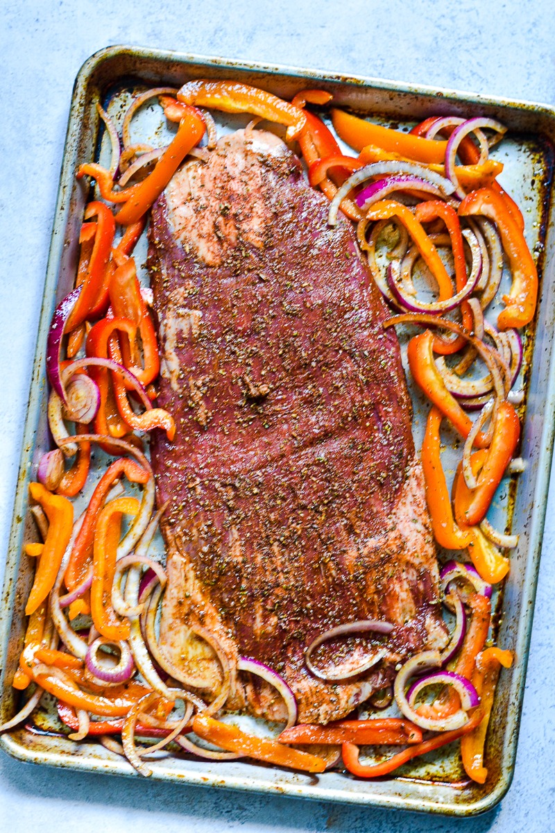 Sheet Pan Flank Steak Fajitas