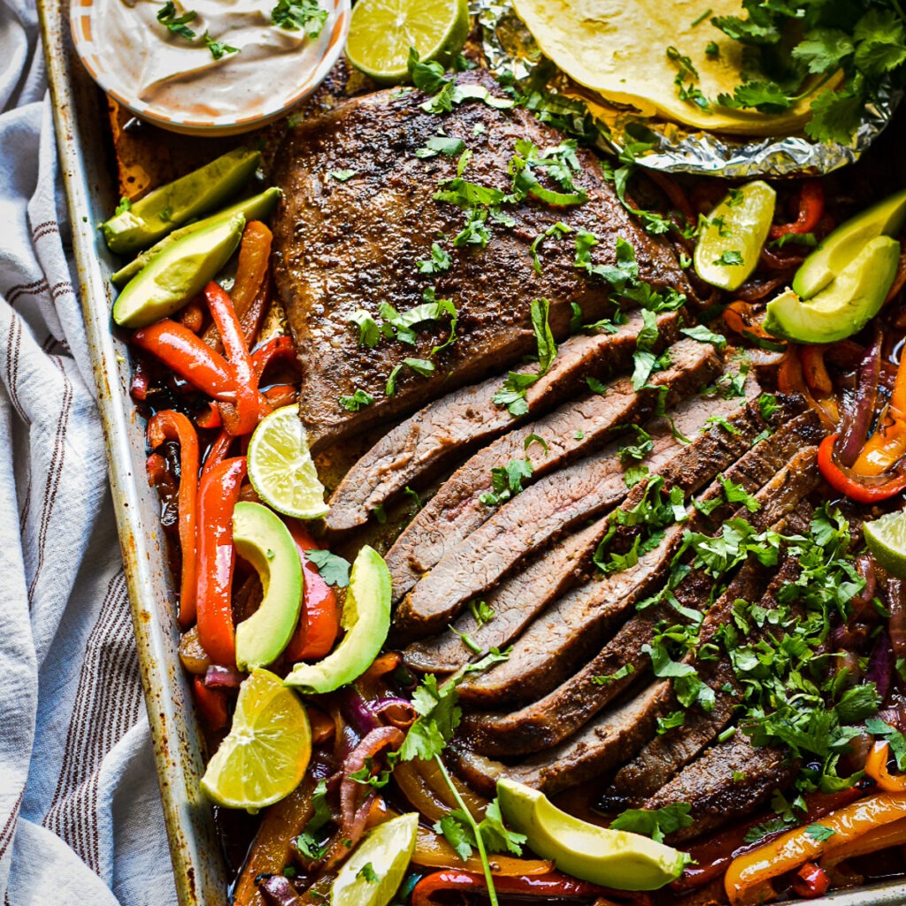 Sheet Pan Flank Steak Fajitas