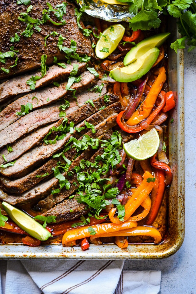 Sheet Pan Flank Steak Fajitas