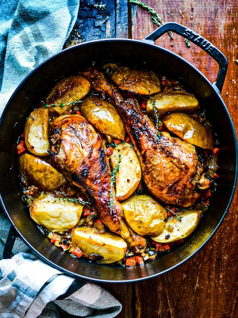 Braised Turkey Legs with Apples