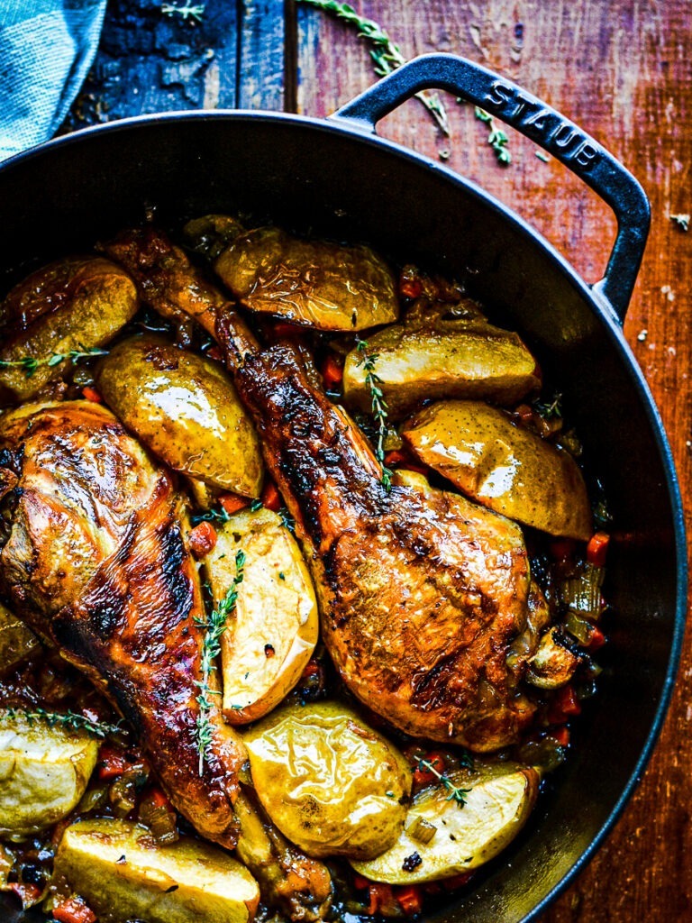 Braised Turkey Legs with Apples