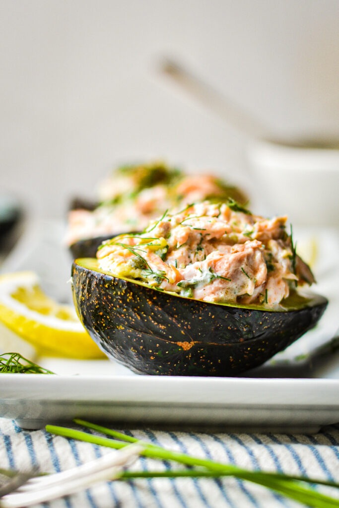 Salmon Dip Stuffed Avocados