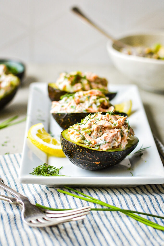 Salmon Dip Stuffed Avocados