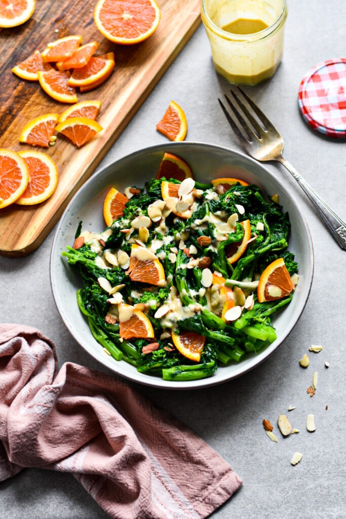 Rapini Orange Salad with Tahini Dressing