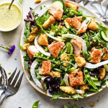 Spring Salmon Panzanella Salad