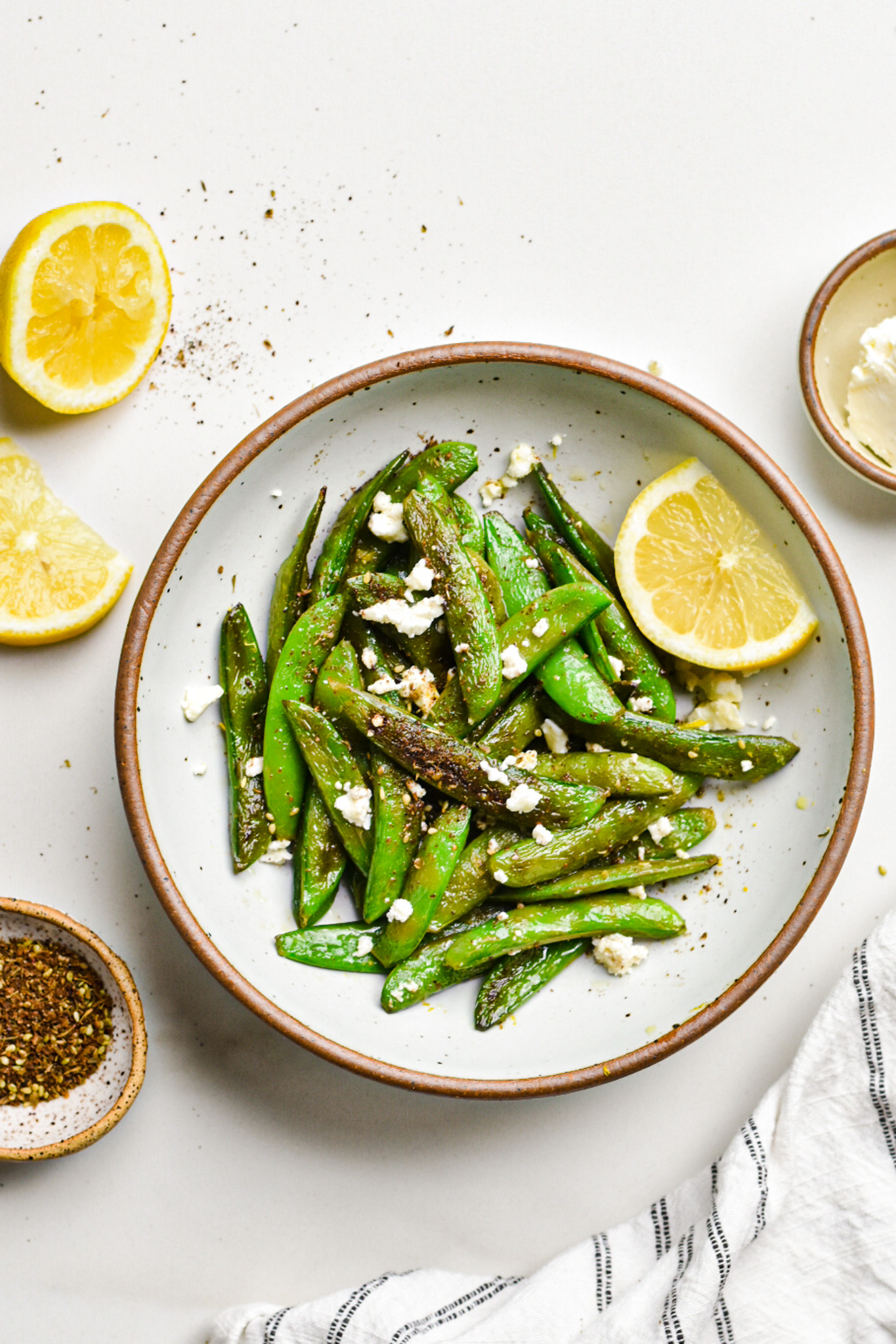 Sautéed Sugar Snap Peas with Feta