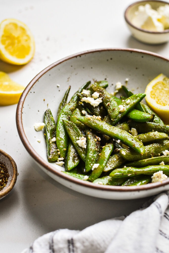 Sautéed Sugar Snap Peas with Feta