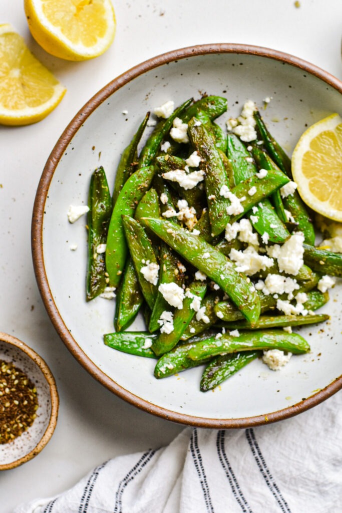 Sautéed Sugar Snap Peas with Feta