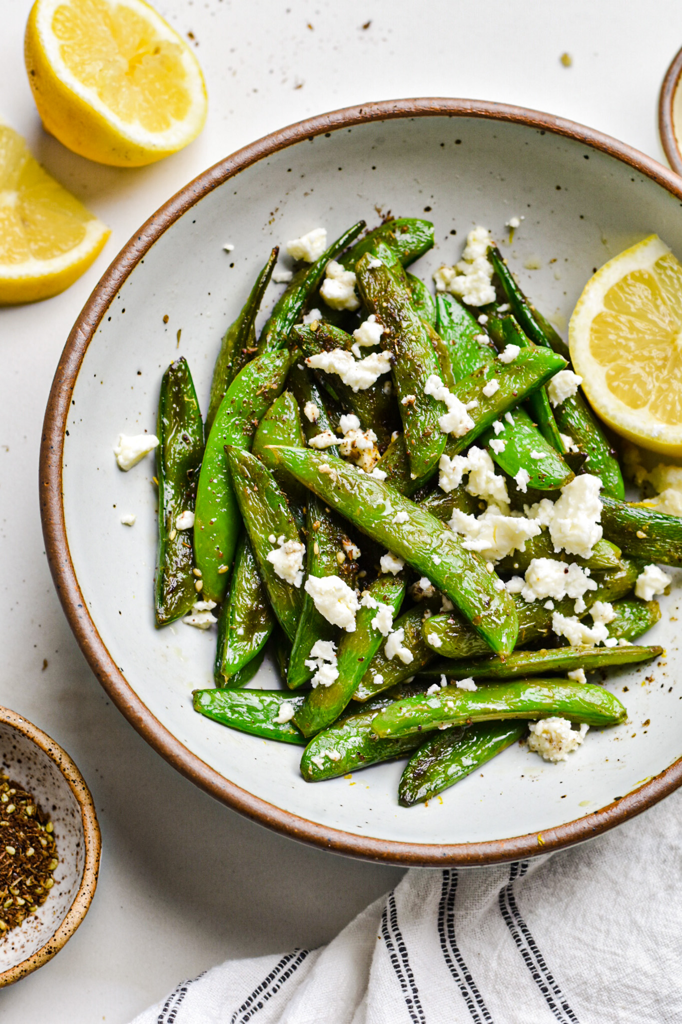 Sautéed Sugar Snap Peas with Feta