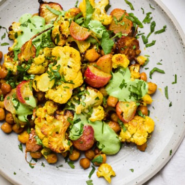 Roasted Cauliflower with Mint Yogurt Sauce