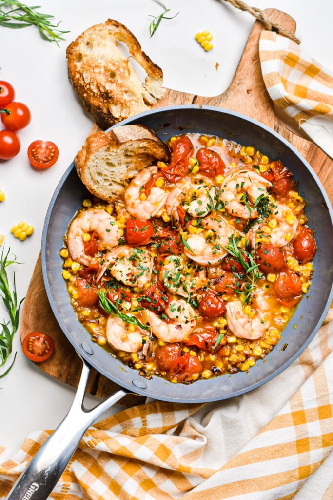 Summer Shrimp Corn and Tomato Skillet