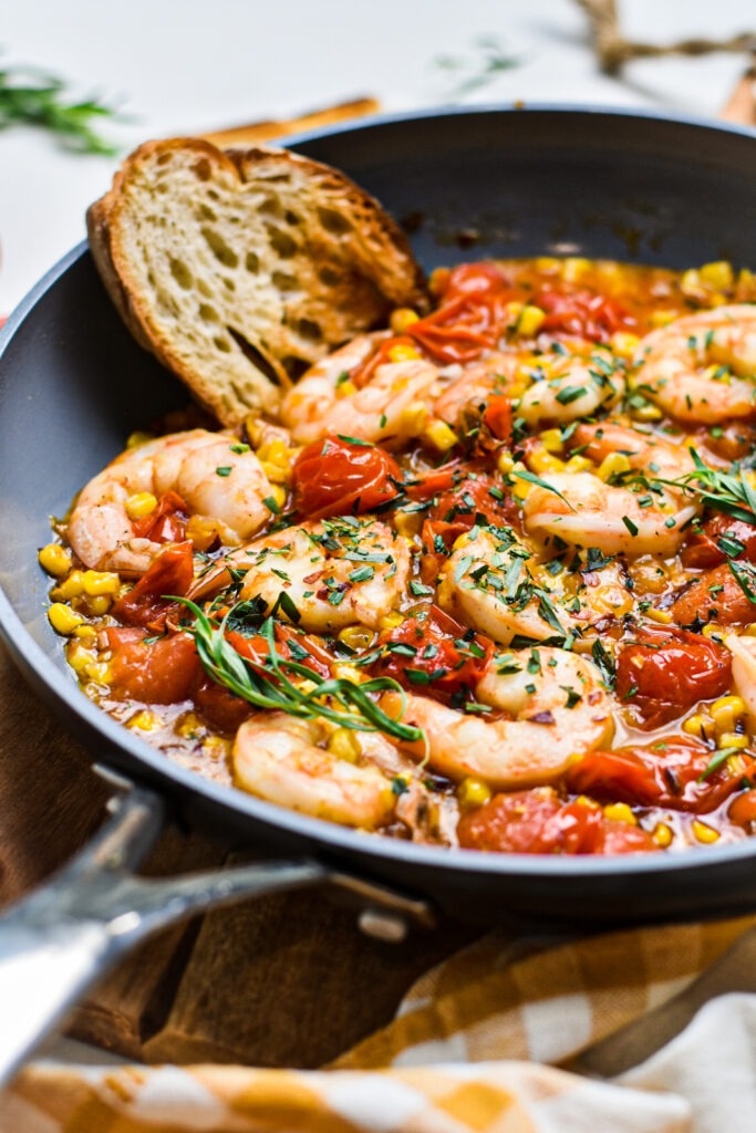 Summer Shrimp Corn and Tomato Skillet