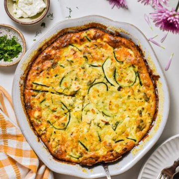 Zucchini Corn and Feta Crustless Quiche
