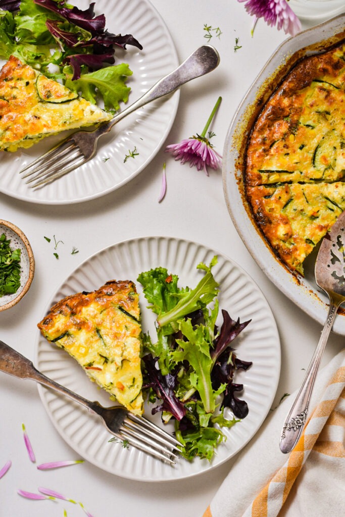 Zucchini Corn and Feta Crustless Quiche