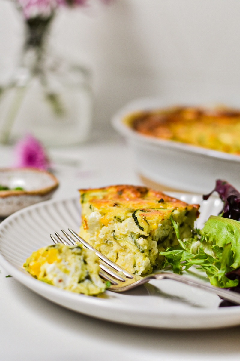Zucchini Corn and Feta Quiche