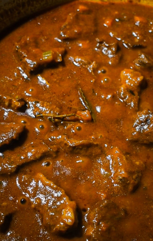 Italian beef stew after it has simmered.
